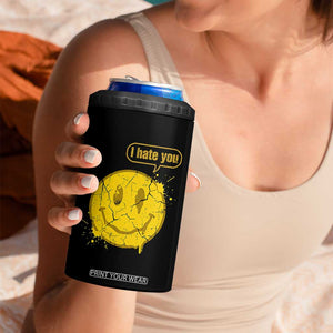 I Hate You 4 in 1 Can Cooler Tumbler Vintage Yellow Happy Smile Face TS14 Print Your Wear