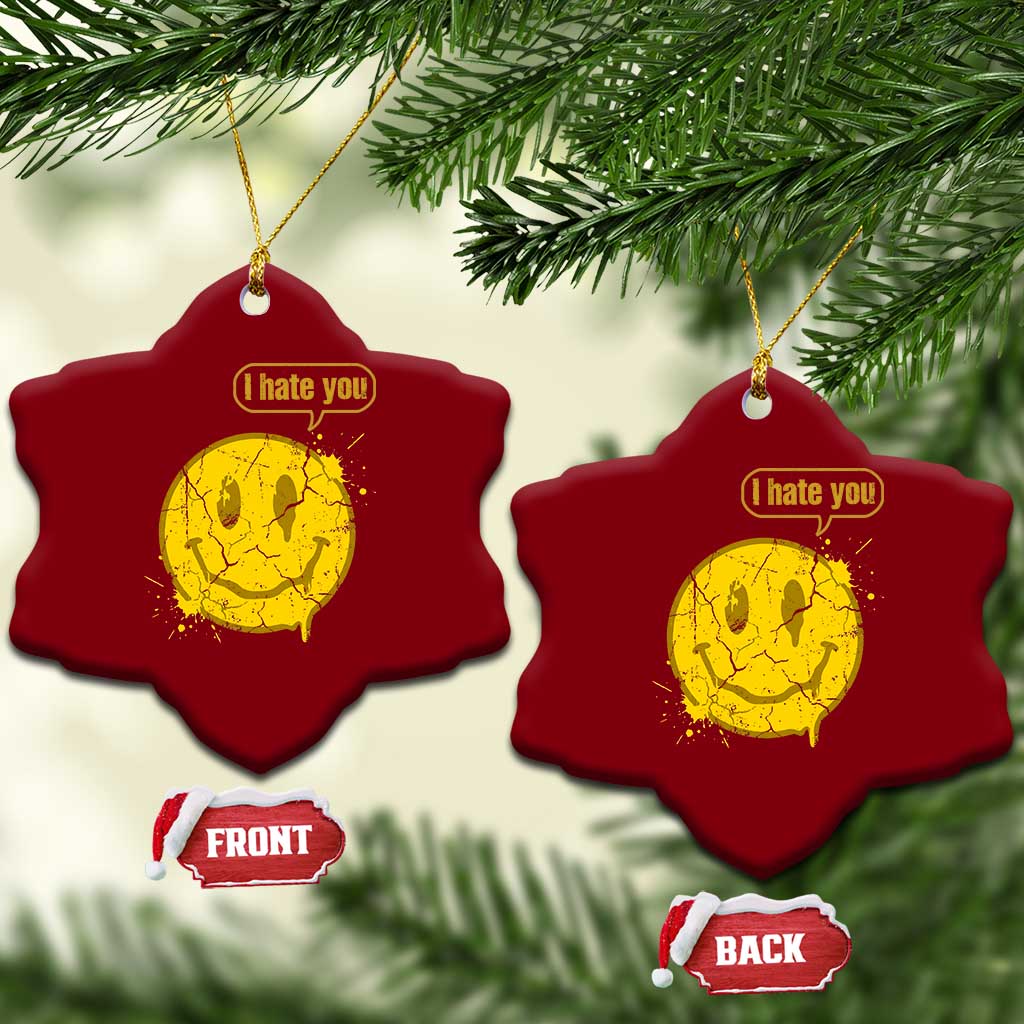 I Hate You Ceramic Ornament Vintage Yellow Happy Smile Face TS14 Print Your Wear