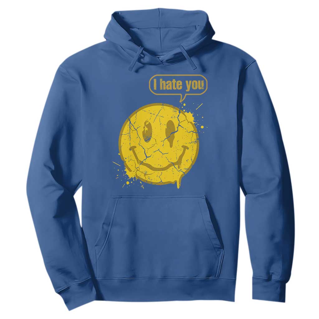 I Hate You Hoodie Vintage Yellow Happy Smile Face TS14 Royal Blue Print Your Wear