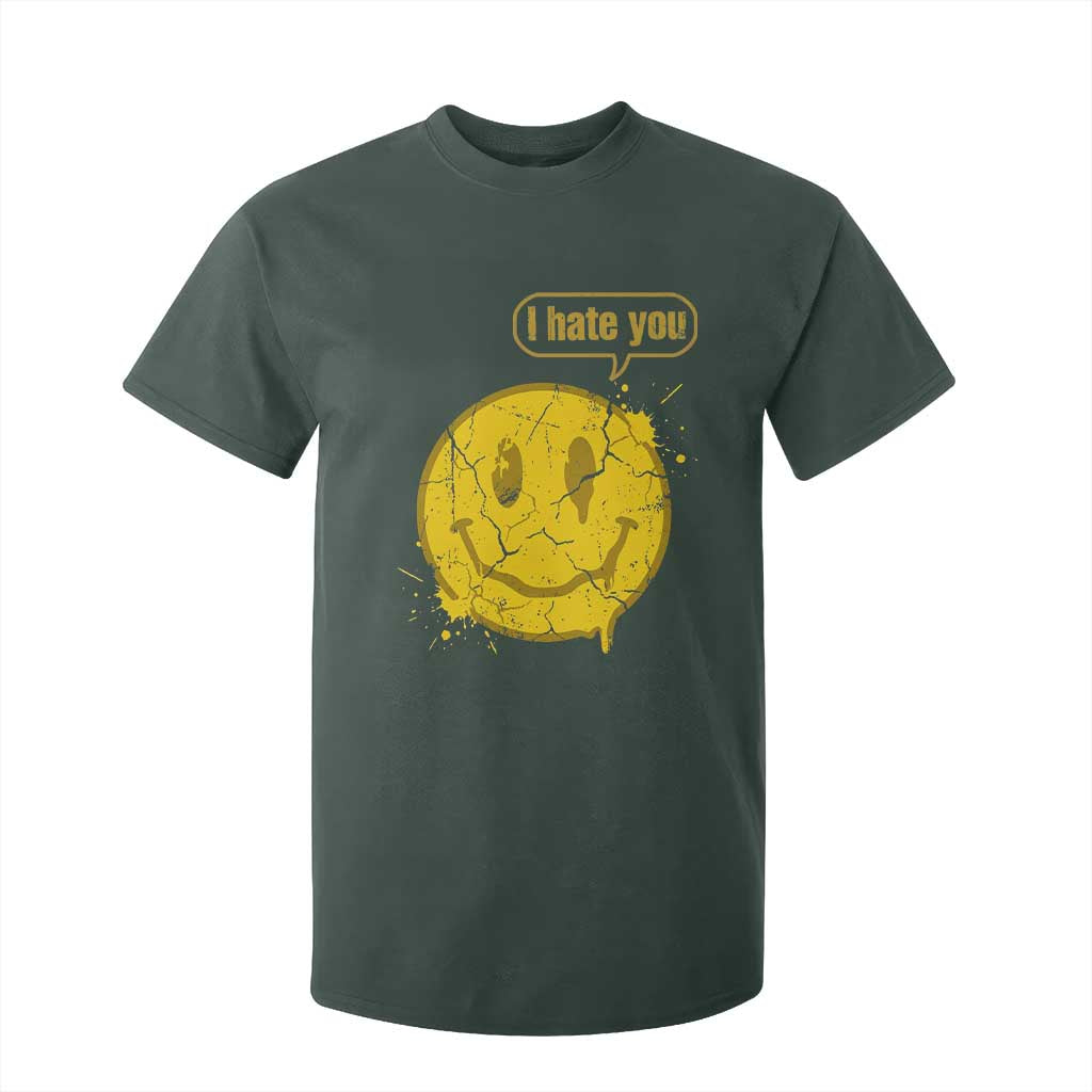 I Hate You T Shirt For Kid Vintage Yellow Happy Smile Face TS14 Dark Forest Green Print Your Wear