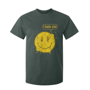 I Hate You T Shirt For Kid Vintage Yellow Happy Smile Face TS14 Dark Forest Green Print Your Wear