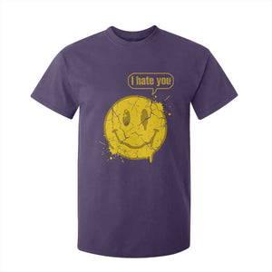 I Hate You T Shirt For Kid Vintage Yellow Happy Smile Face TS14 Purple Print Your Wear