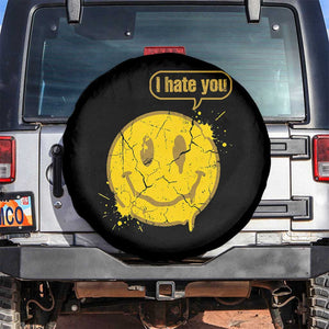 I Hate You Spare Tire Cover Vintage Yellow Happy Smile Face TS14 No hole Black Print Your Wear