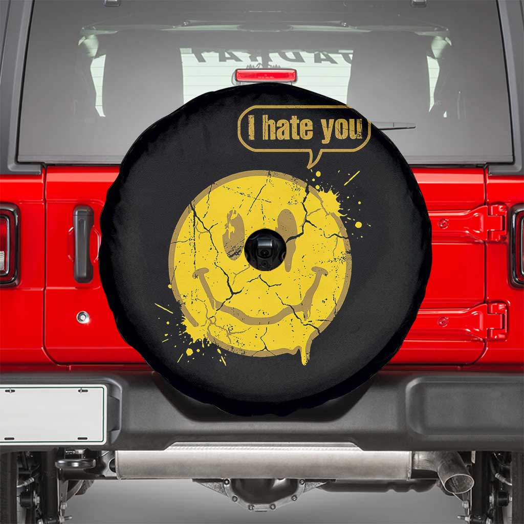 I Hate You Spare Tire Cover Vintage Yellow Happy Smile Face TS14 Black Print Your Wear