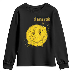I Hate You Youth Sweatshirt Vintage Yellow Happy Smile Face TS14 Black Print Your Wear