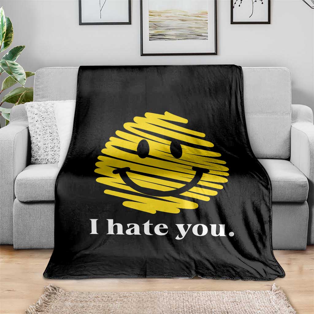 I Hate You Smile Face Meme Throw Blanket Viral Sarcastic Humor TS14 Print Your Wear