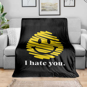 I Hate You Smile Face Meme Throw Blanket Viral Sarcastic Humor TS14 Print Your Wear