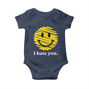 I Hate You Smile Face Meme Baby Onesie Viral Sarcastic Humor TS14 Navy Print Your Wear