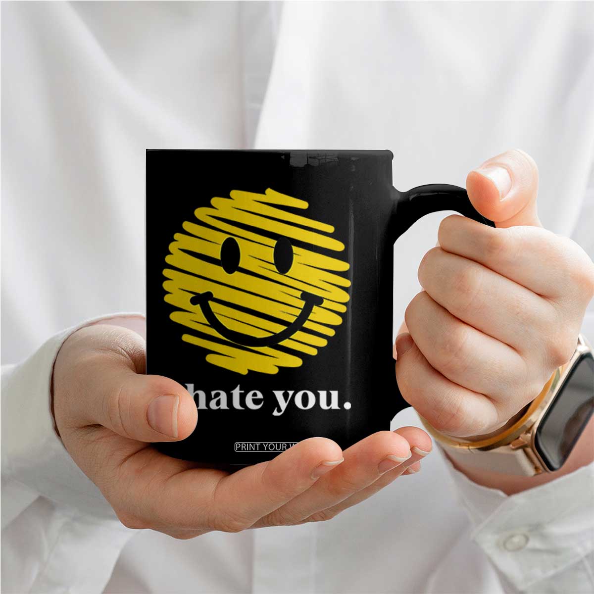 I Hate You Smile Face Meme Coffee Mug Viral Sarcastic Humor TS14 Print Your Wear
