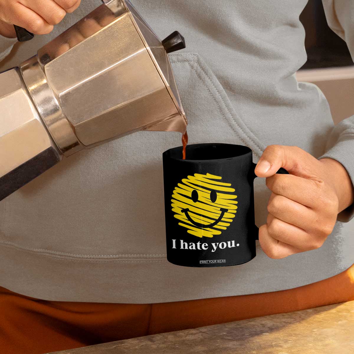 I Hate You Smile Face Meme Coffee Mug Viral Sarcastic Humor TS14 Print Your Wear