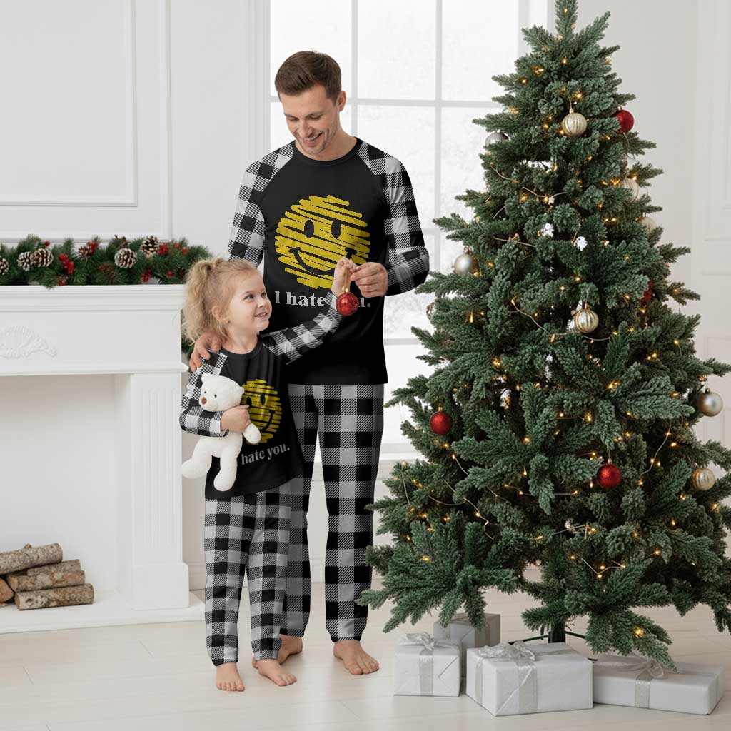 I Hate You Smile Face Meme Plaid Pajama Set Viral Sarcastic Humor TS14 White Plaid Print Your Wear