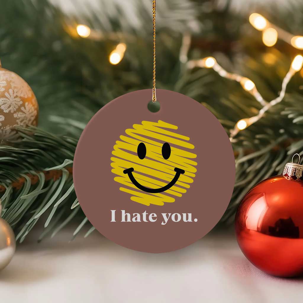 I Hate You Smile Face Meme Ceramic Ornament Viral Sarcastic Humor TS14 1pc Mocha Print Your Wear