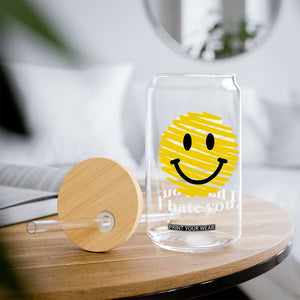 I Hate You Smile Face Meme Glass Can Viral Sarcastic Humor TS14 Print Your Wear