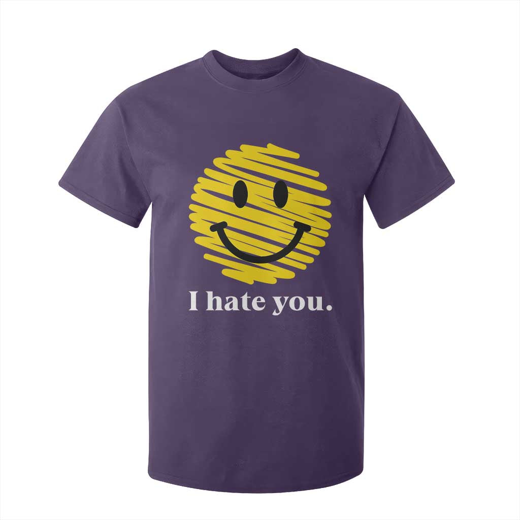 I Hate You Smile Face Meme T Shirt For Kid Viral Sarcastic Humor TS14 Purple Print Your Wear