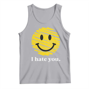 I Hate You Smile Face Meme Tank Top Viral Sarcastic Humor TS14 Athletic Heather Print Your Wear