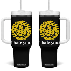 I Hate You Smile Face Meme Tumbler With Handle Viral Sarcastic Humor TS14 One Size: 40 oz Black Print Your Wear