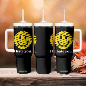 I Hate You Smile Face Meme Tumbler With Handle Viral Sarcastic Humor TS14 Print Your Wear