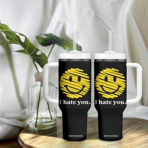 I Hate You Smile Face Meme Tumbler With Handle Viral Sarcastic Humor TS14 Print Your Wear