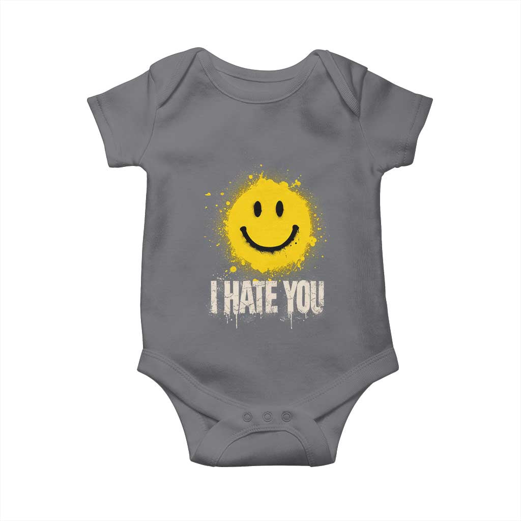 I Hate You Smile Face Baby Onesie Funny Sarcastic Meme TS14 Charcoal Print Your Wear