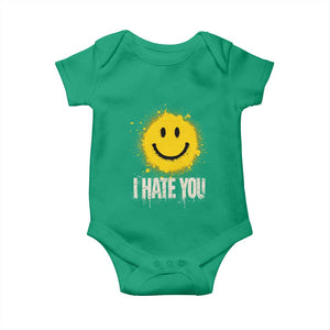 I Hate You Smile Face Baby Onesie Funny Sarcastic Meme TS14 Irish Green Print Your Wear