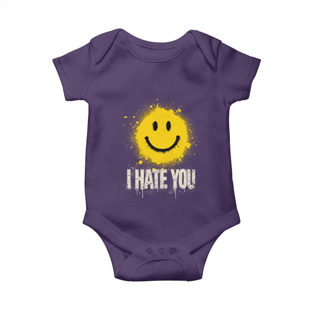 I Hate You Smile Face Baby Onesie Funny Sarcastic Meme TS14 Purple Print Your Wear