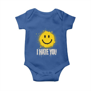I Hate You Smile Face Baby Onesie Funny Sarcastic Meme TS14 Royal Blue Print Your Wear