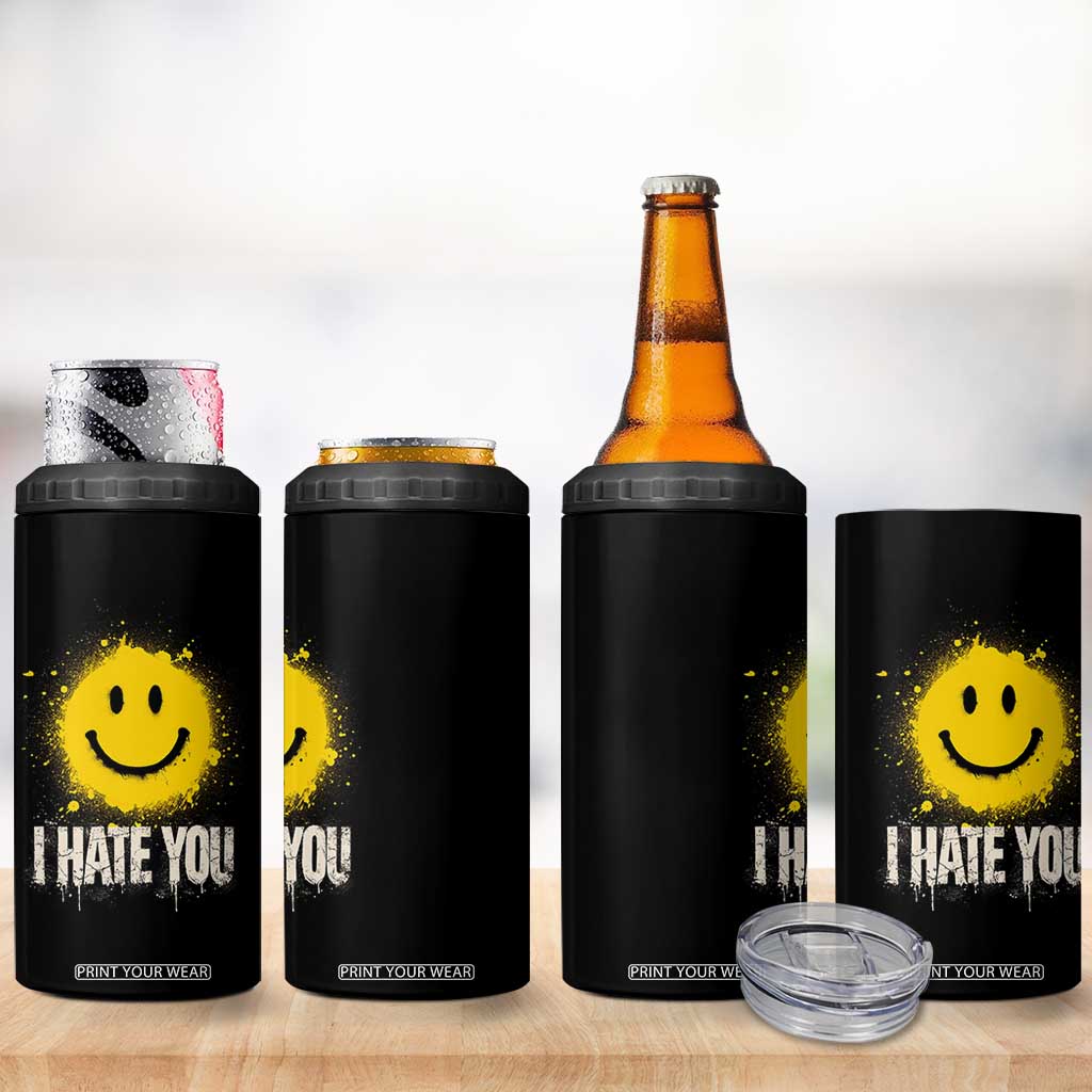 I Hate You Smile Face 4 in 1 Can Cooler Tumbler Funny Sarcastic Meme TS14 Print Your Wear