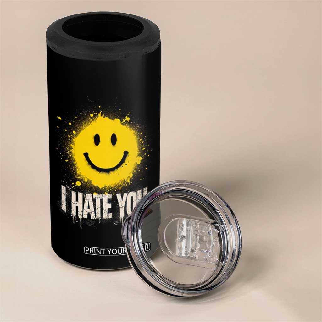 I Hate You Smile Face 4 in 1 Can Cooler Tumbler Funny Sarcastic Meme TS14 Print Your Wear
