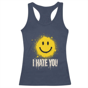I Hate You Smile Face Racerback Tank Top Funny Sarcastic Meme TS14 Navy Print Your Wear