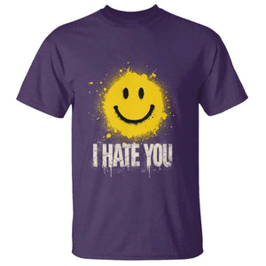 I Hate You Smile Face T Shirt Funny Sarcastic Meme TS14 Purple Print Your Wear