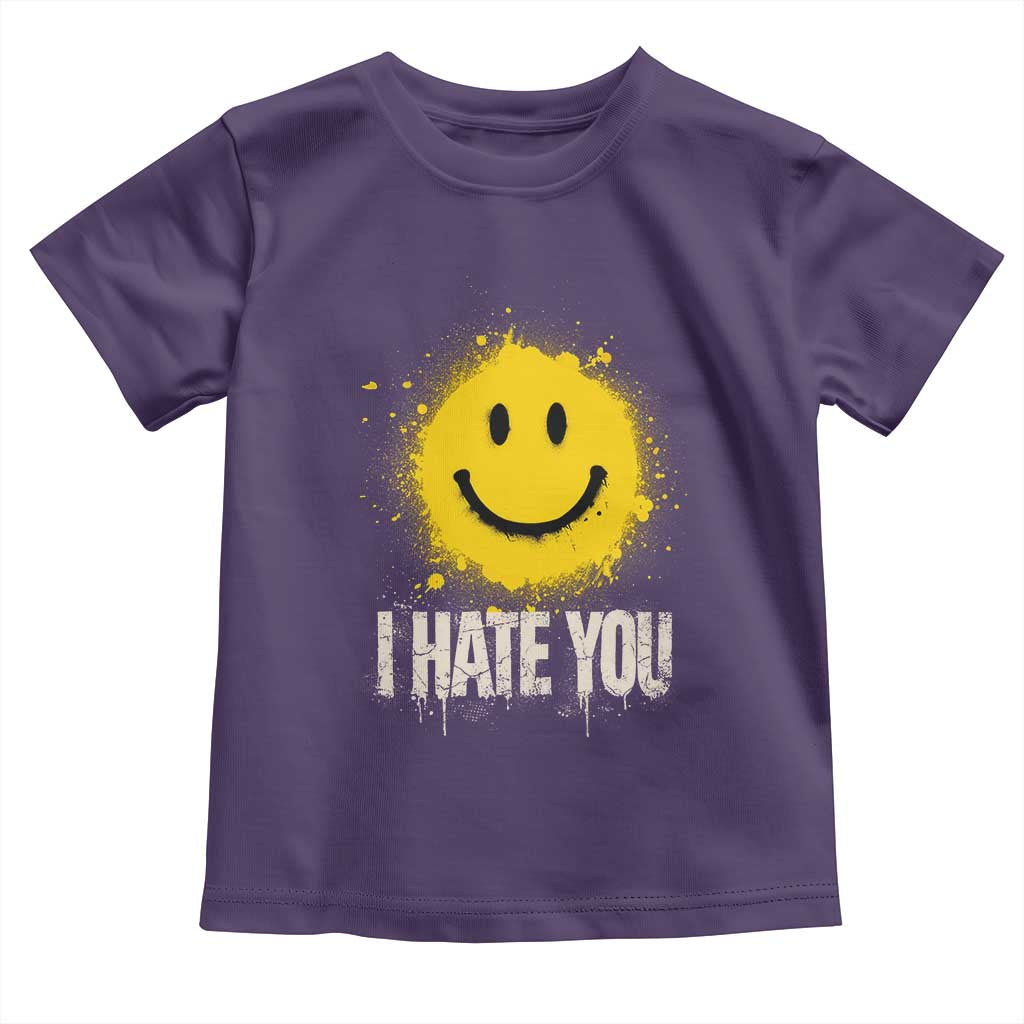 I Hate You Smile Face Toddler T Shirt Funny Sarcastic Meme TS14 Purple Print Your Wear