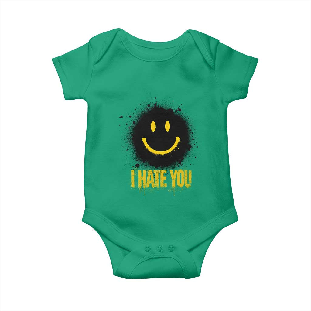 I Hate You Baby Onesie Funny Smile Face Emoticon Meme TS14 Irish Green Print Your Wear