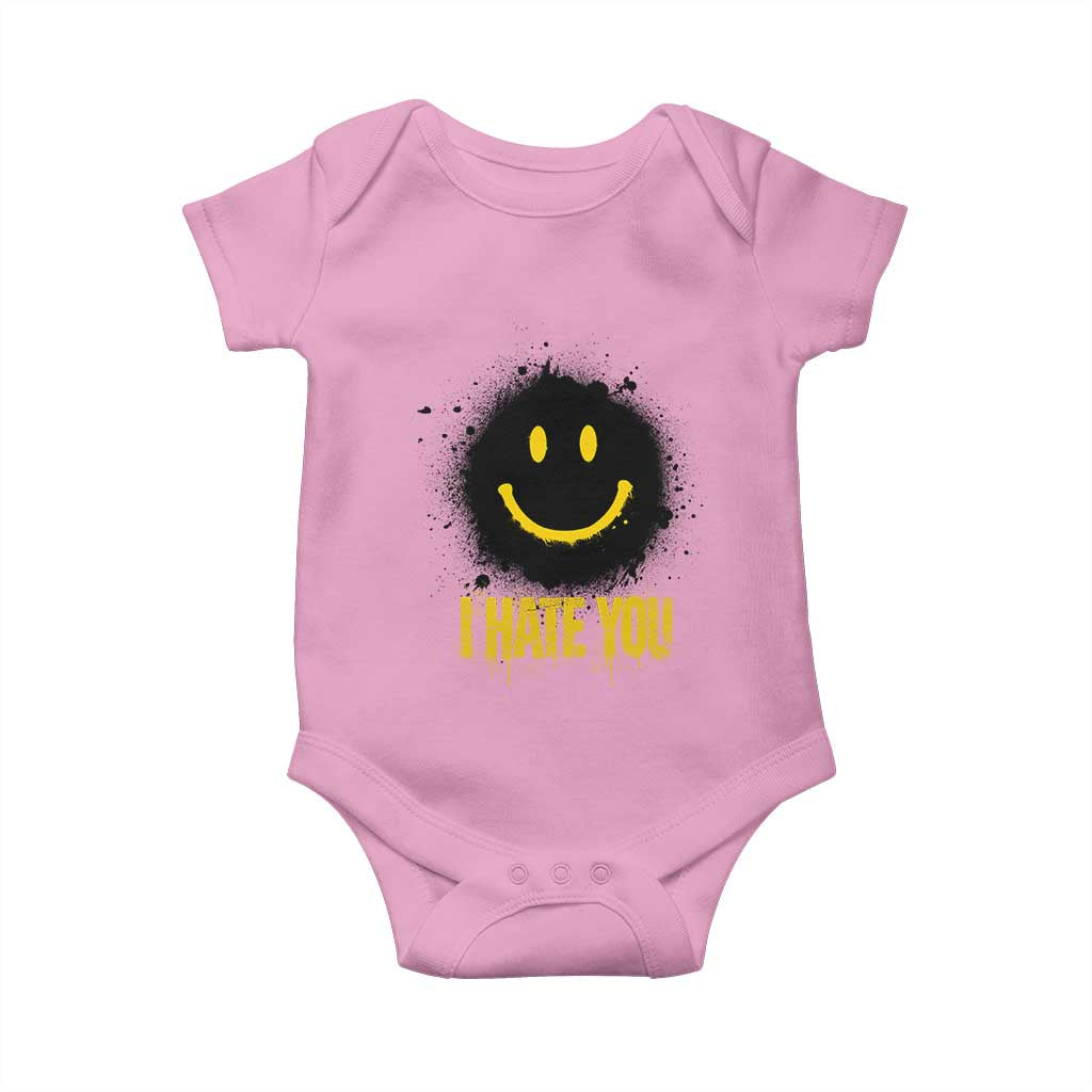 I Hate You Baby Onesie Funny Smile Face Emoticon Meme TS14 Light Pink Print Your Wear