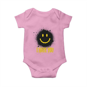 I Hate You Baby Onesie Funny Smile Face Emoticon Meme TS14 Light Pink Print Your Wear