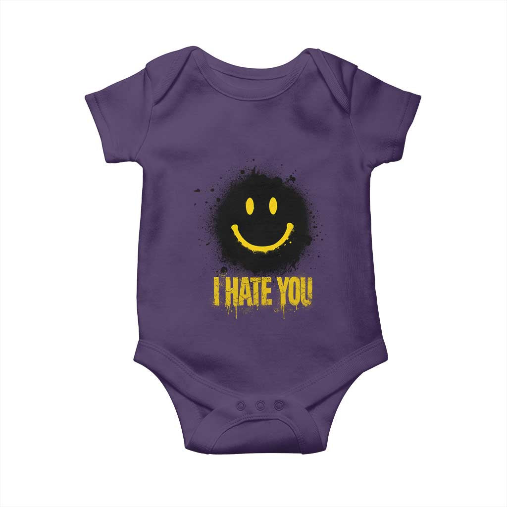 I Hate You Baby Onesie Funny Smile Face Emoticon Meme TS14 Purple Print Your Wear