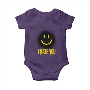 I Hate You Baby Onesie Funny Smile Face Emoticon Meme TS14 Purple Print Your Wear