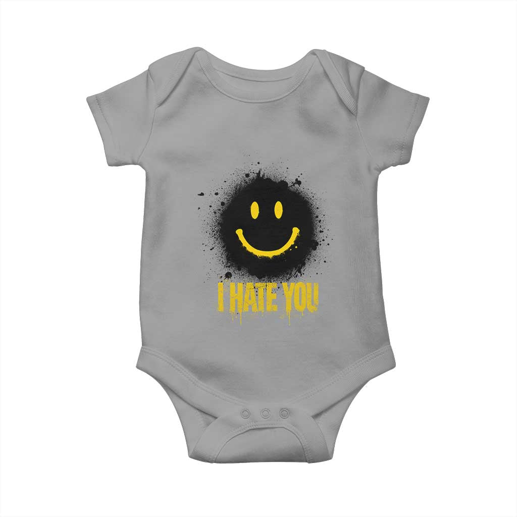 I Hate You Baby Onesie Funny Smile Face Emoticon Meme TS14 Sport Gray Print Your Wear