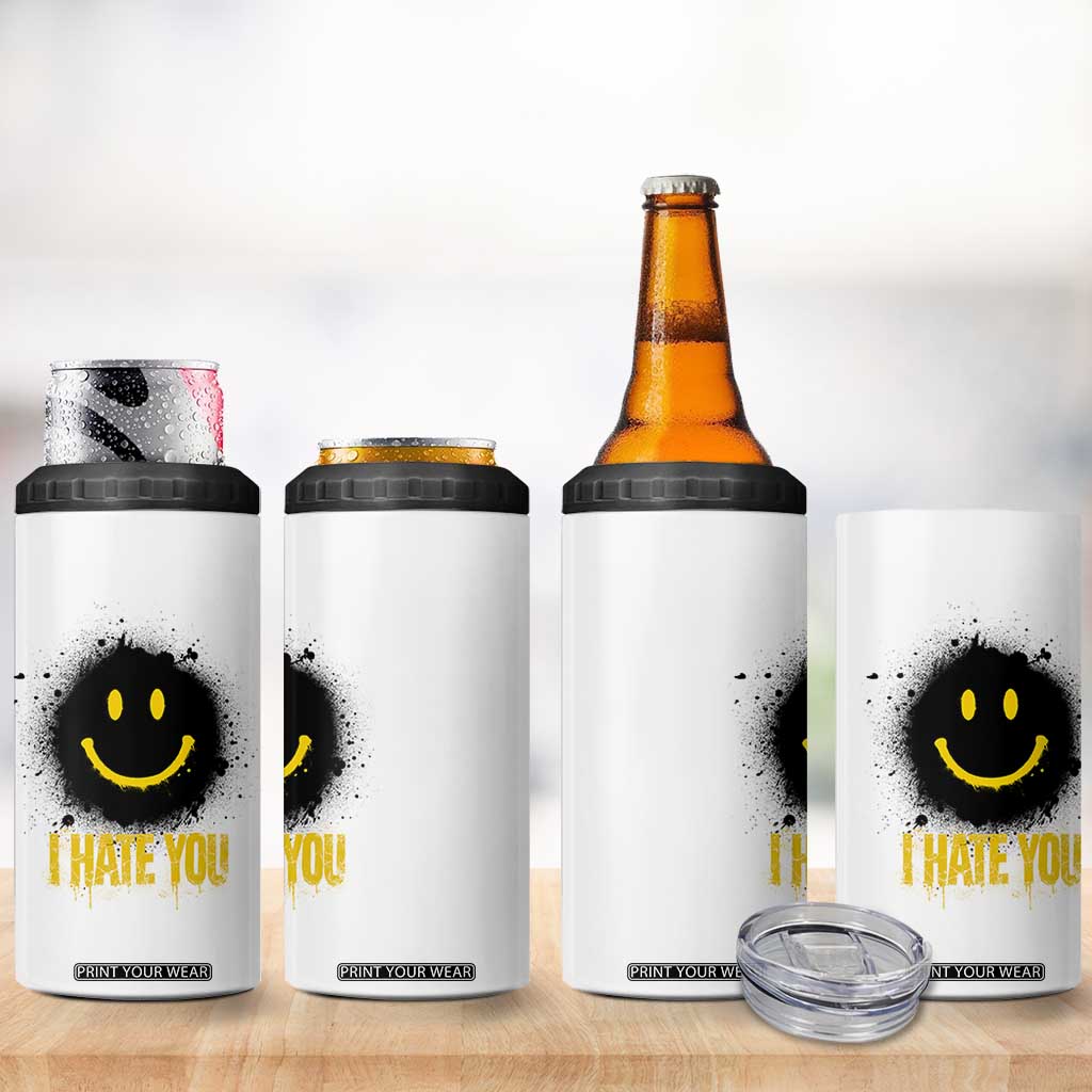 I Hate You 4 in 1 Can Cooler Tumbler Funny Smile Face Emoticon Meme TS14 Print Your Wear