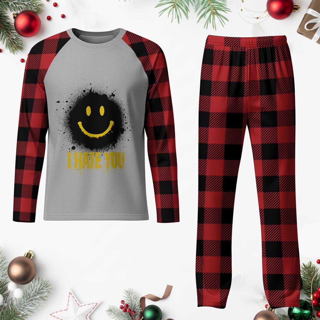 I Hate You Plaid Pajama Set Funny Smile Face Emoticon Meme TS14 Buffalo Plaid Print Your Wear