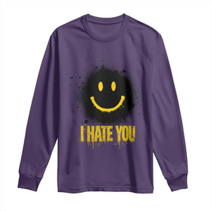 I Hate You Long Sleeve Shirt Funny Smile Face Emoticon Meme TS14 Purple Print Your Wear