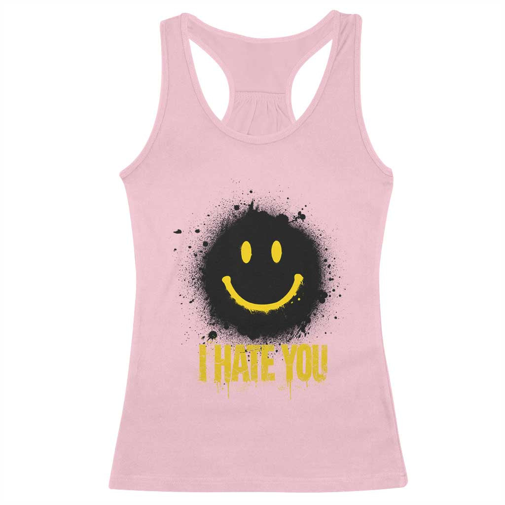 I Hate You Racerback Tank Top Funny Smile Face Emoticon Meme TS14 Light Pink Print Your Wear
