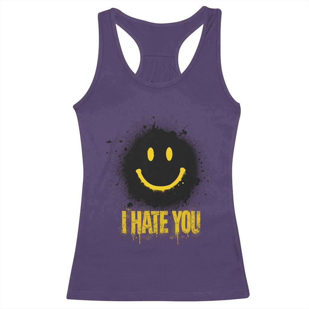 I Hate You Racerback Tank Top Funny Smile Face Emoticon Meme TS14 Purple Print Your Wear
