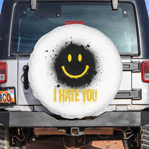 I Hate You Spare Tire Cover Funny Smile Face Emoticon Meme TS14 No hole White Print Your Wear