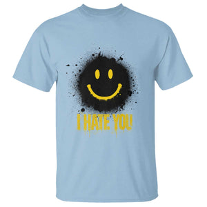 I Hate You T Shirt Funny Smile Face Emoticon Meme TS14 Light Blue Print Your Wear