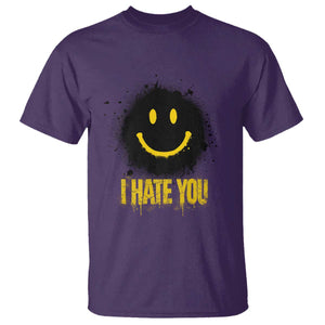 I Hate You T Shirt Funny Smile Face Emoticon Meme TS14 Purple Print Your Wear