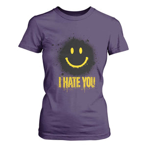 I Hate You T Shirt For Women Funny Smile Face Emoticon Meme TS14 Purple Print Your Wear