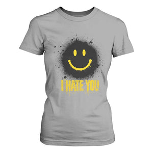 I Hate You T Shirt For Women Funny Smile Face Emoticon Meme TS14 Sport Gray Print Your Wear