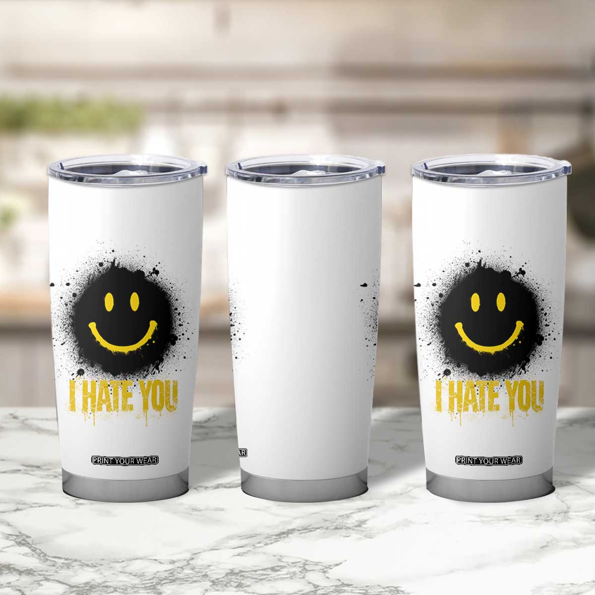 I Hate You Tumbler Cup Funny Smile Face Emoticon Meme TS14 Print Your Wear