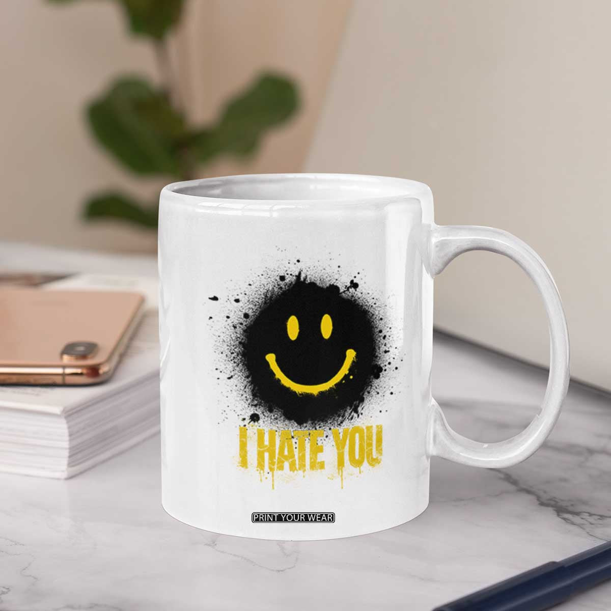 I Hate You Coffee Mug Funny Smile Face Emoticon Meme TS14 Print Your Wear