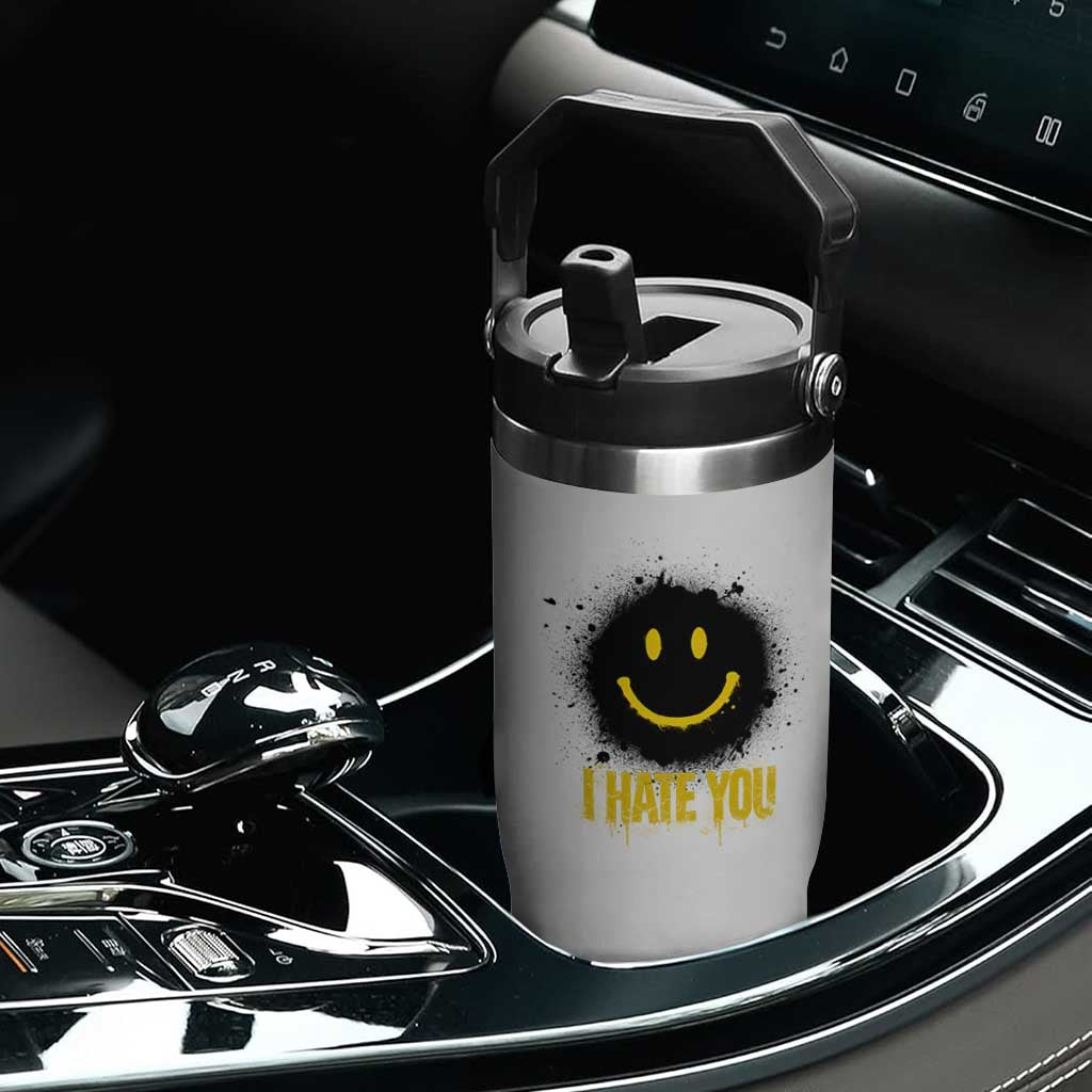 I Hate You Flip Straw Tumbler Funny Smile Face Emoticon Meme TS14 Print Your Wear